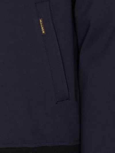 Moorer Padded Jacket With Removable Hood And Zip Pockets In Blue