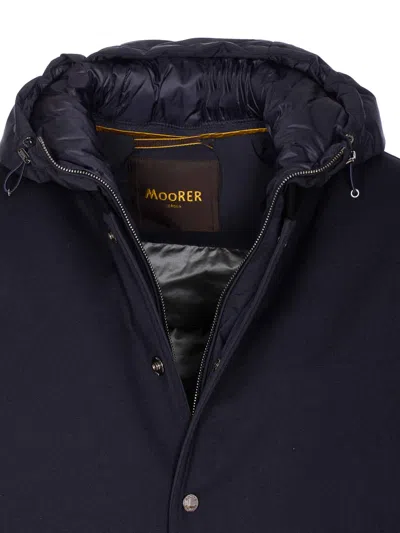 Moorer Padded Jacket With Removable Hood And Zip Pockets In Blue