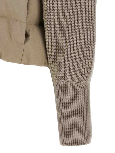 Brunello Cucinelli Two-material Puffer Jacket Casual Jackets And Parka Beige