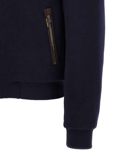 Moorer Padded Fleece Zip-up Jacket With Detachable Faux-fur Collar In Blue