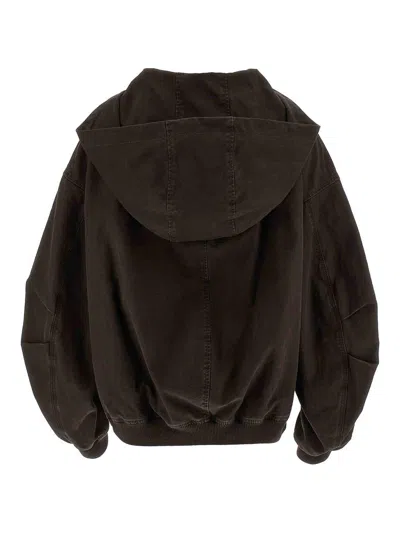 Attico Cotton Bomber Jacket Casual Jackets And Parka Brown