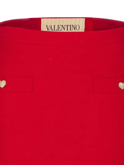 Valentino Crepe Couture Skirt With Heart Jewel Buttons