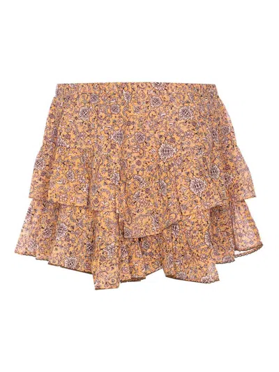 Isabel Marant Étoile Layered Floral Print Skirt With Ruched Waistband In Multi