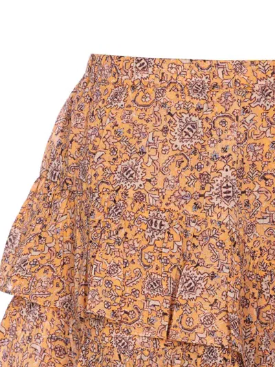 Isabel Marant Étoile Layered Floral Print Skirt With Ruched Waistband In Multi