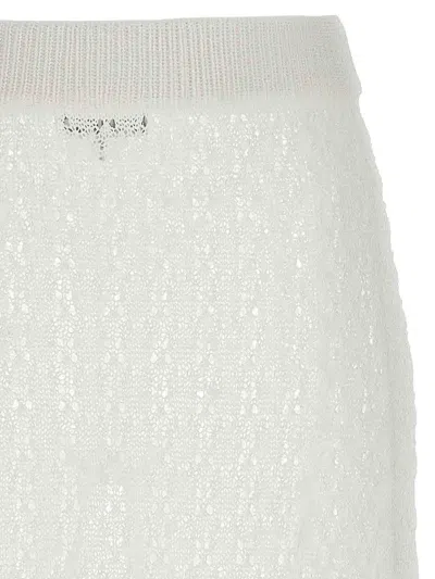 Ganni Shiny Pointelle Knit Skirts White In White