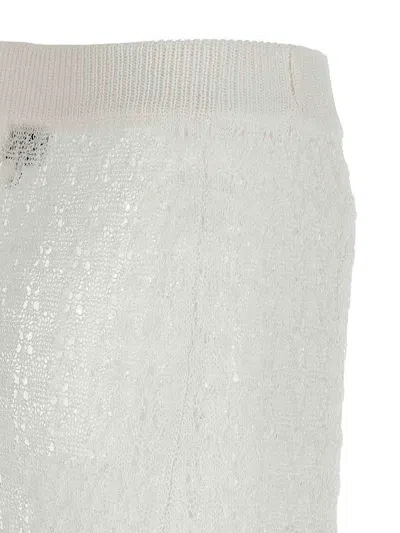 Ganni Shiny Pointelle Knit Skirts White In White