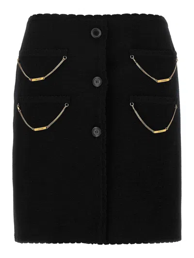 Moschino Skirt With Chain Embellishments And Scalloped Edges