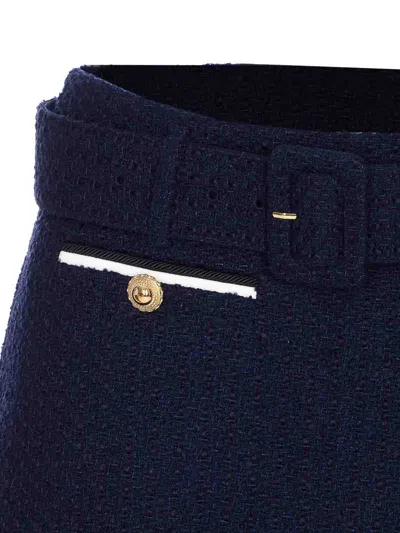 Self-portrait Blue Boucle Skirt