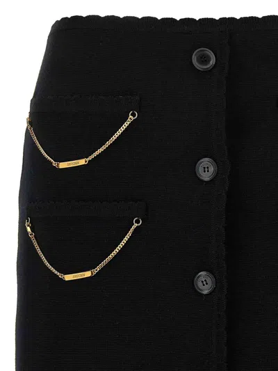 Moschino Skirt With Chain Embellishments And Scalloped Edges