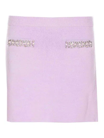 Self-portrait Self Portrait Lilac Stretch Viscose Blend Mini Skirt