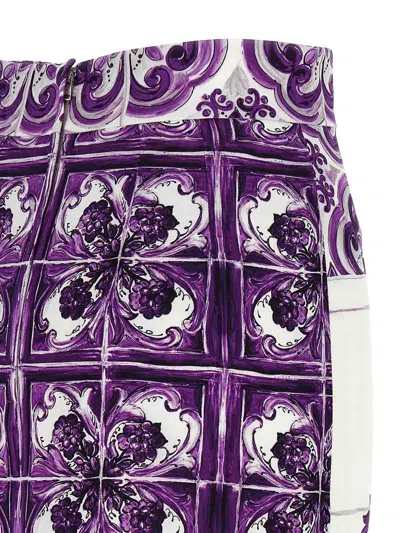 Dolce & Gabbana Maiolica Print Stretch Silk Skirt
