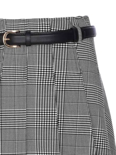 Self-portrait Prince Of Wales Pleated Midi Skirt In Gray