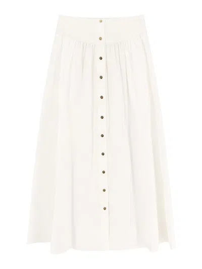 Tory Burch Cotton Skirt With Logoed Buttons