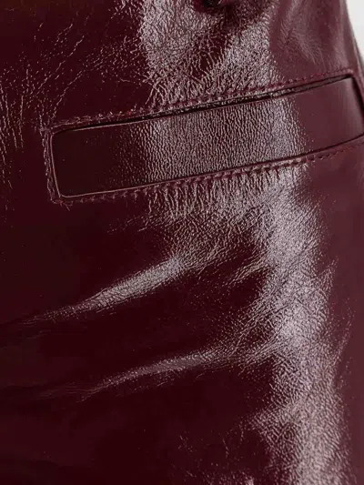 Self-portrait Belted Patent Leather Miniskirt In Burgundy