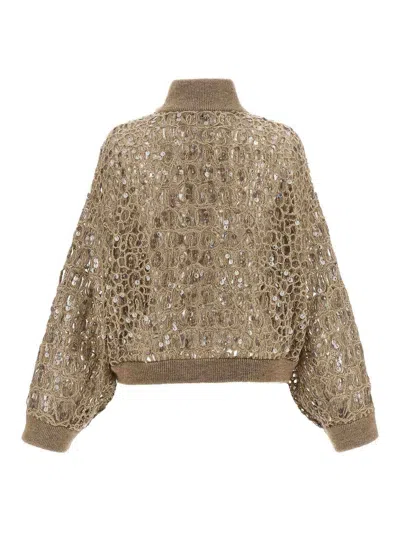 Brunello Cucinelli Dazzling Croc Embroidery Cardigan