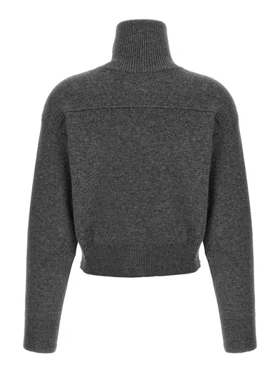 Brunello Cucinelli Shiny Zipper Pull Wool Cardigan