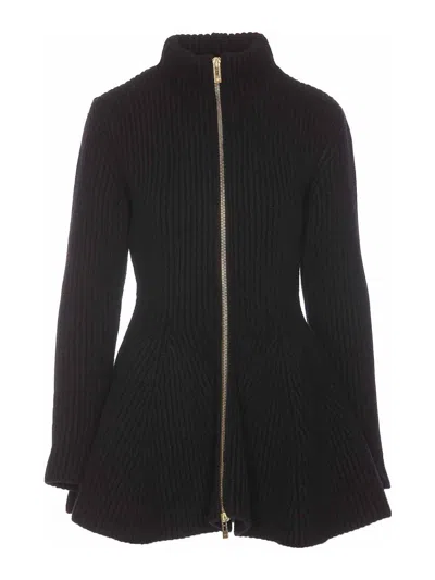 Alaïa Ribbed Wool And Cashmere-blend Peplum Cardigan