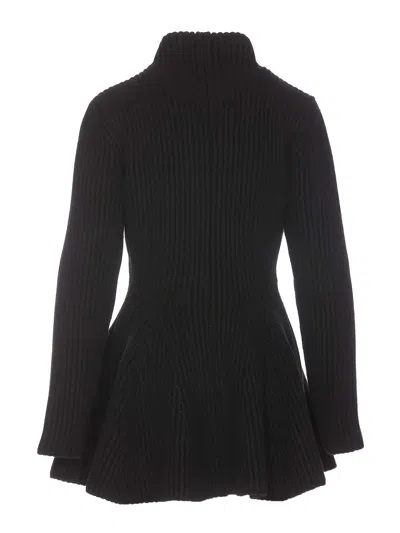 Alaïa Ribbed Wool And Cashmere-blend Peplum Cardigan
