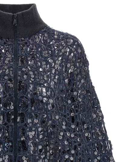 Brunello Cucinelli Dazzling Croc Embroidery Sweaters And Cardigans Blue