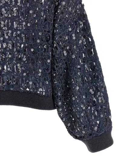 Brunello Cucinelli Dazzling Croc Embroidery Sweaters And Cardigans Blue