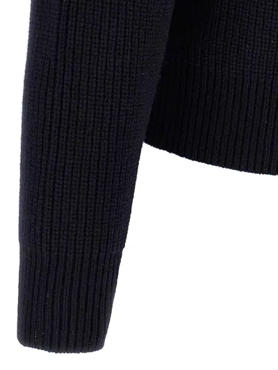 Dsquared2 Blue Cardigan With Denim Panels And Striped Details On The Sleeve In Wool And Cashmere Man In Blue