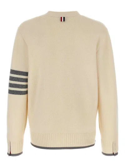 Thom Browne Wool Cardigan With Striped Sleeve Detail