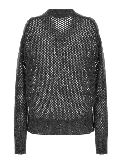 Brunello Cucinelli Rustic Dazzling Net Sweaters And Cardigans Gray