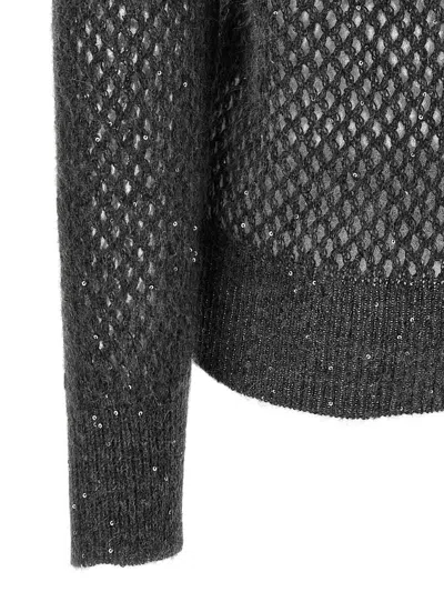 Brunello Cucinelli Rustic Dazzling Net Sweaters And Cardigans Gray