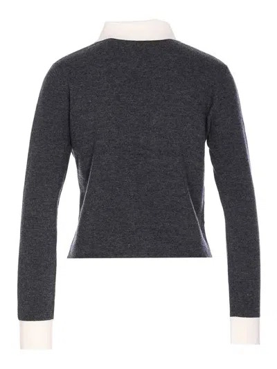 Self-portrait Grey Contrast Collar Cardigan