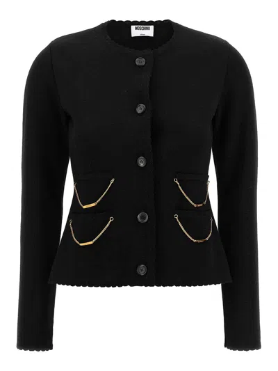 Moschino Chain Cardigan With Laced Hem