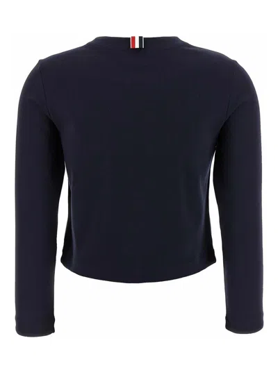 Thom Browne Cropped Black Cardigan With Button Anchor Motifs