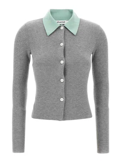 Self-portrait Grey Merino Wool Sweaters And Cardigans Gray