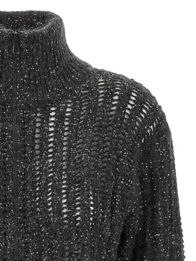 Brunello Cucinelli Rustic Dazzling Net Sweaters And Cardigans Gray