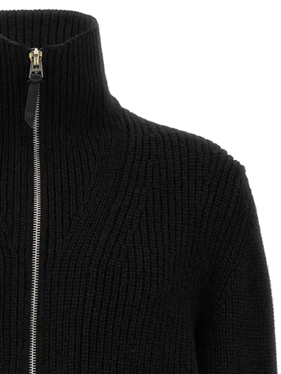 Tom Ford Slim-fit Ribbed Wool And Cashmere-blend Zip-up Cardigan In Black