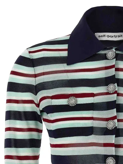 Self-portrait Maglia Navy Striped Viscose