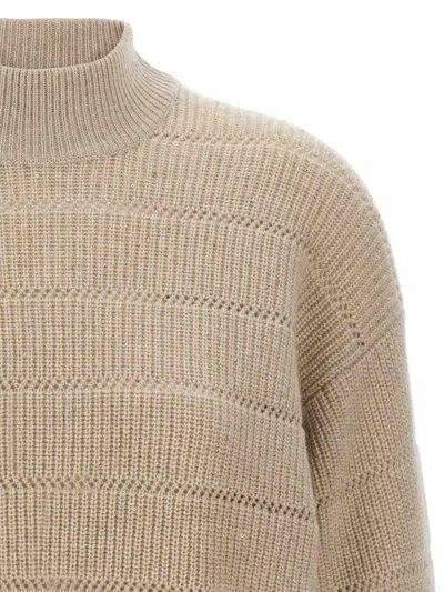 Brunello Cucinelli Rustic Dazzling Net Cropped Sweater