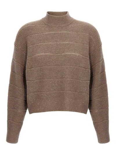 Brunello Cucinelli Rustic Dazzling Net Cropped Sweater