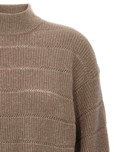 Brunello Cucinelli Rustic Dazzling Net Cropped Sweater