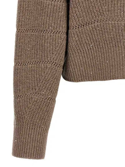 Brunello Cucinelli Rustic Dazzling Net Cropped Sweater