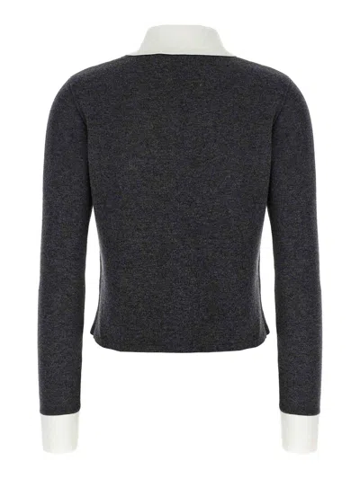 Self-portrait Grey Contrast Collar Cardigan