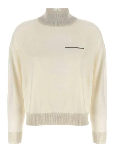 Peserico Ribbed Turtleneck Sweater Lurex Accents