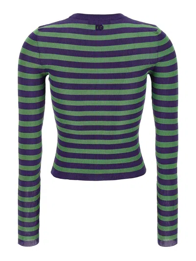 Dolce & Gabbana Striped Ribbed Crew Neck Sweater In Multi