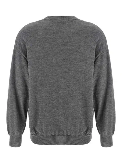 Moschino Crew Neck Graphic Print Intarsia Sweater