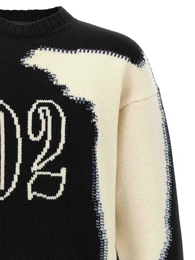 Dsquared2 Two-tone Crew Neck Sweater With Graphic Design
