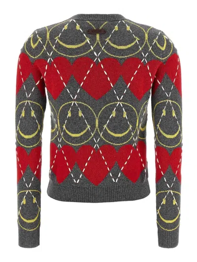 Moschino Wool Blend Pullover Smiley Grey