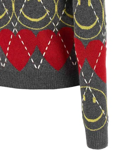 Moschino Wool Blend Pullover Smiley Grey