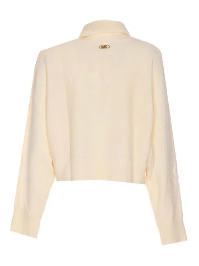 Michael Michael Kors High-neck Logo-plaque Sweater In Yellow