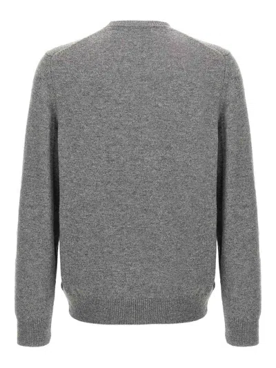 Zanone Crew Neck Wool Sweater With Ribbed Cuffs In Gray