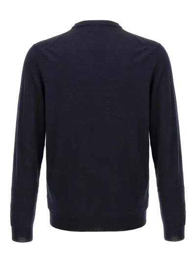 Zanone Crew Neck Wool Sweater With Ribbed Cuffs In Black
