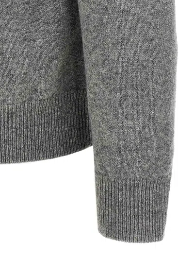 Zanone Crew Neck Wool Sweater With Ribbed Cuffs In Gray
